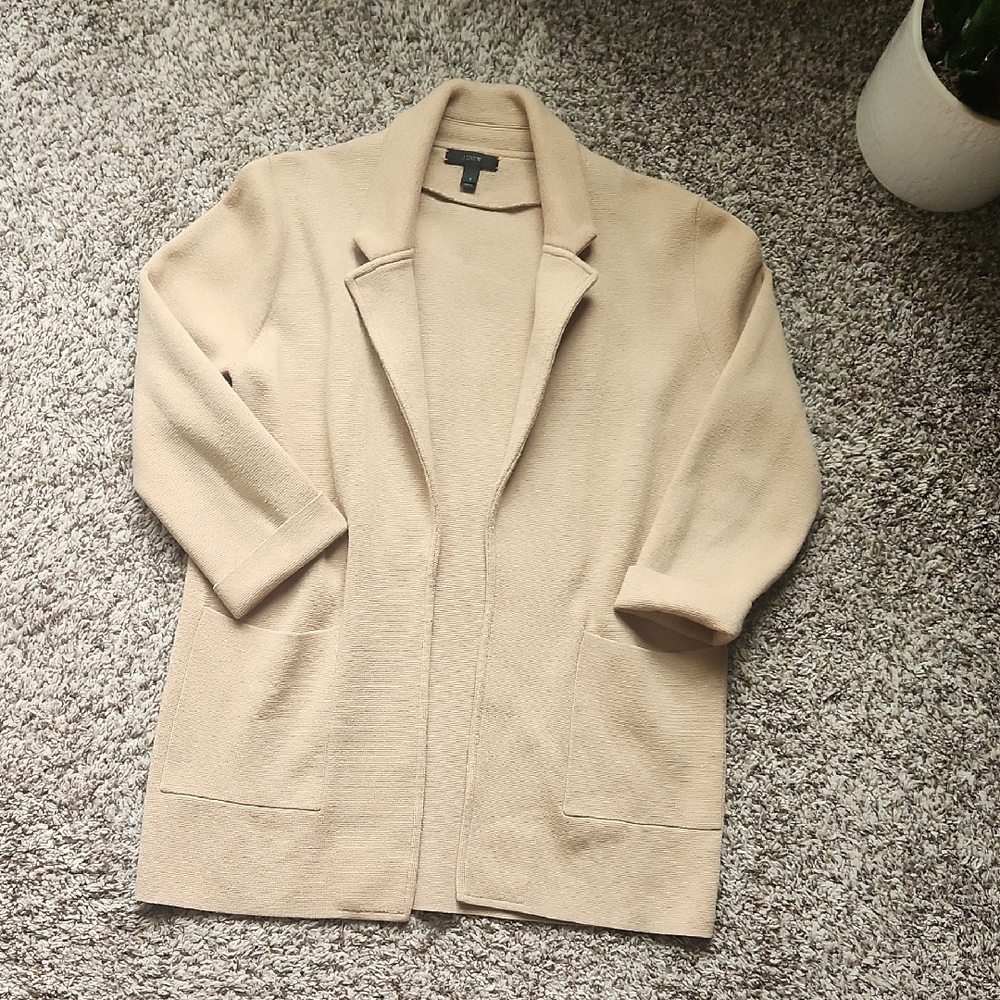 J. Crew Tan Camel Open Sophie Sweater Blazer Small